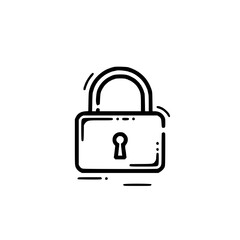 Wall Mural - a simple line drawing illustration of a closed padlock, symbolizing security, privacy, and data prot