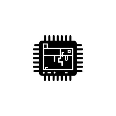 Wall Mural - microchip icon, a digital illustration representing a computer processor or integrated circuit. perf