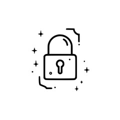 Sticker - secure padlock icon graphic. modern line art style illustration of a closed lock, symbolizing securi