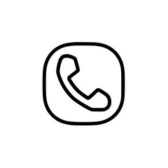 Wall Mural - rounded square icon featuring a telephone handset graphic. simple, clean design ideal for communicat