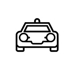 Sticker - front view of a police car icon. simple line art illustration of a vehicle, perfect for security, sa