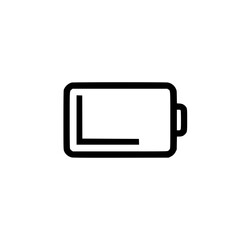 Wall Mural - low battery indicator. a simple line art graphic showing a nearly depleted battery, indicating a nee