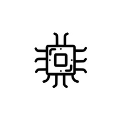 Wall Mural - microchip illustration. a simple line drawing of a computer micro processor, showing its central pro