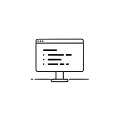 Wall Mural - simple line drawing of a computer monitor displaying code or a list. clean design, perfect for websi