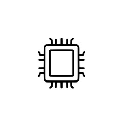 Wall Mural - microchip icon, a simple line drawing representing a computer processor or integrated circuit. perfe