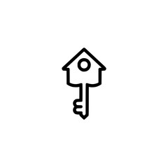 Wall Mural - house key icon. simple line art design of a key with a house-shaped head. ideal for real estate, hom
