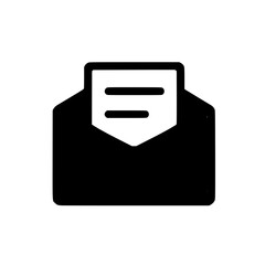 Wall Mural - opened envelope icon with a message. simple black and white graphic representing email, communicatio