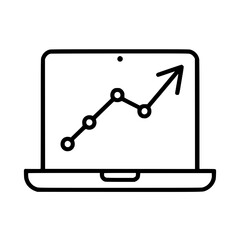 Wall Mural - laptop screen displaying an upward trending graph, indicating growth and positive progress. a simple