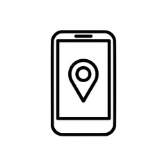 Wall Mural - smartphone displaying a location pin icon. simple, clean graphic representing mobile navigation, gps