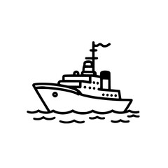 Wall Mural - a large vessel sailing on the open ocean. the ship is depicted in a simple line drawing style, sugge