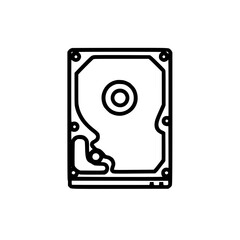 Wall Mural - hard drive icon. a simple line drawing of a hard disk drive, representing data storage and computer 