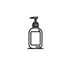 Poster - pump bottle dispenser. clean, simple line art illustration of a bottle with a pump top, perfect for 