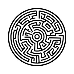 Poster - circular maze design. intricate pattern of pathways leading to the center. perfect for puzzles, game