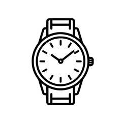 Wall Mural - classic wristwatch illustration. simple line art design of a timepiece with a band and round face. p