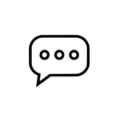 Wall Mural - simple speech bubble icon with three dots, representing communication, messaging, or a chat interfac