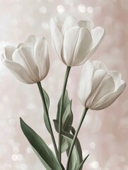 Wall Mural - Spring flowers. Tulip bouquet on the bokeh background. Poster design, realistic, HD, copy space 