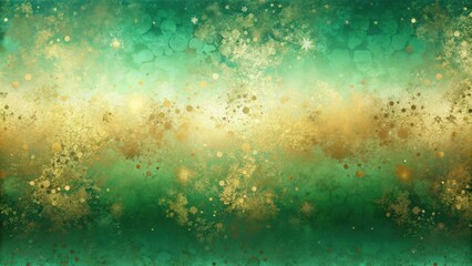 Wall Mural - A Dreamy Green and Gold Abstract Background with Shimmering Specks of Light