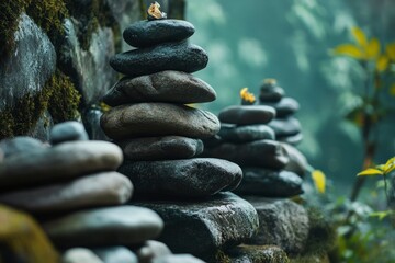 Wall Mural - Stacked of Stones Outdoors background 