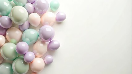 Wall Mural - Pastel Balloons Floating on White Background, Perfect for Celebration Design