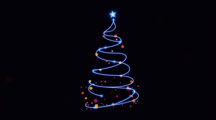 Wall Mural - christmas tree on christmas poster in electronic technology style. new year, merry christmas congrat