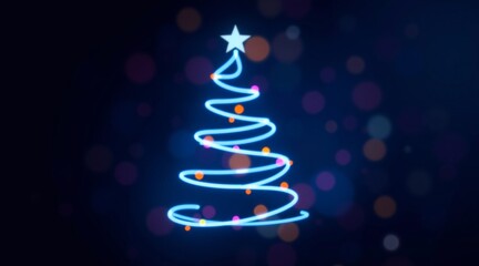 Wall Mural - christmas tree on christmas poster in electronic technology style. new year, merry christmas congrat