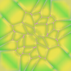 Aufkleber - Abstract digital illustration of complex fractal symmetric pattern in yellow-green color. A new and fascinating design. 3d rendering