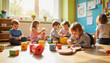 © LunaStar - Joyful kindergarten children playing with colorful toys in classroom, creativity