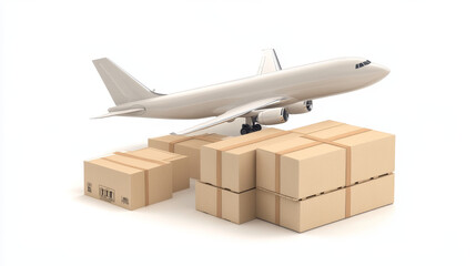 Delivery by airplane line icon, shipping and logistics or cargo supply chain, vector pictogram. Air delivery, commercial freight shipment and logistics, avia or airplane delivery service outline icon