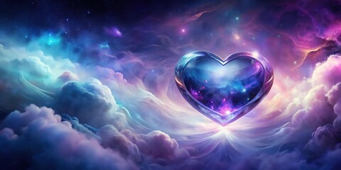 Sticker - Celestial Heart A cosmic love story unfolds amidst swirling nebulae and ethereal clouds.