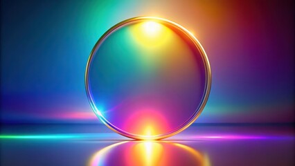 Sticker - Abstract Oval Golden Frame with Vibrant Rainbow Gradient Background