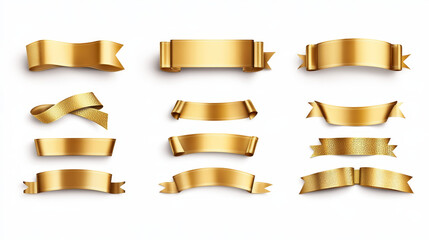 order now gold banners, isolated 3d vector icons or labels. bookmarks design elements. realistic rib