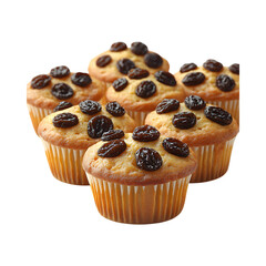 Wall Mural - Tasty soft Raisin Muffins isolated on transparent background