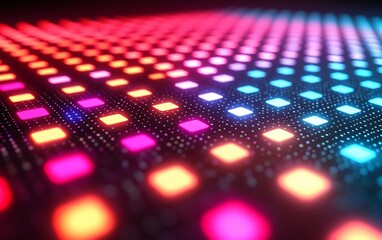 Canvas Print - abstract colorful glowing grid pattern.