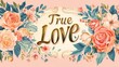 © Dari - True Love Floral Banner Design, Romantic Wedding Invitation Template