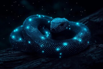 Wall Mural - A snake whose scales are made of tiny, moving constellations