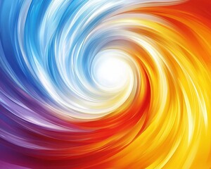 Poster - Abstract swirling vortex of blue, purple, orange, and yellow.