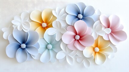 Wall Mural - Pastel Paper Flowers   D Floral Arrangement  Craft  Wedding  Decoration