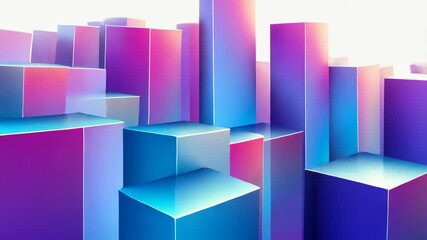 Wall Mural - Colorful geometric shapes create an abstract landscape with vibrant gradients in a digital art composition