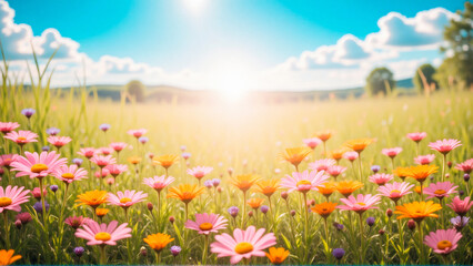 Wall Mural - meadow with flowers