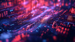 © Exclusive stock - Abstract Digital Circuit Board with Glowing Red and Blue Lines