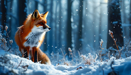 Wall Mural - Fox in the snow