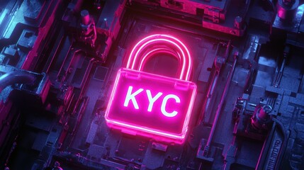 A glowing neon lock with 