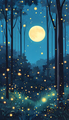 Poster - Fireflies in the forest