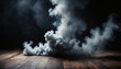 © Jānis Pūne - A dark background sets stage for an atmospheric stock photo, featuring an empty floor shrouded in billowing smoke, creating a sense of mystery and intrigue