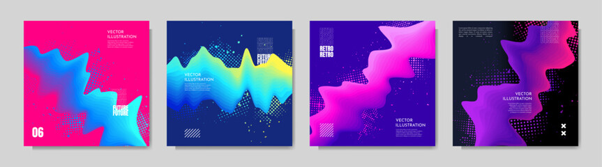 Canvas Print - vector illustration. modern art graphic. dynamic bright flow elements with paint splash and halftone