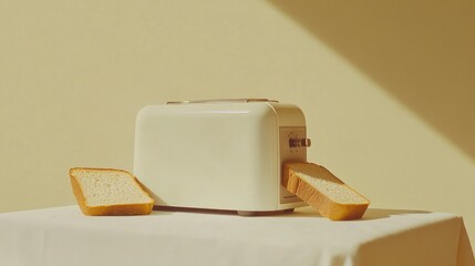 Wall Mural - Retro Toaster with Bread Slices on Tabletop Minimalist Aesthetic