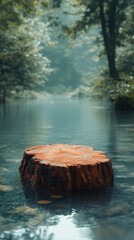 Wall Mural - Floating log in clear turquoise water with smooth pebbles below