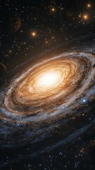 Wall Mural - stunning view of spiral galaxy showcasing bright core and swirling arms in deep space