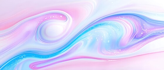 Wall Mural - Abstract fluid art in pastel pink and blue colors with smooth waves and gradients.