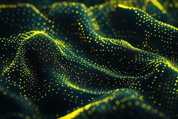 Wall Mural - Abstract representation of flowing patterns created by glowing particles against a dark backdrop